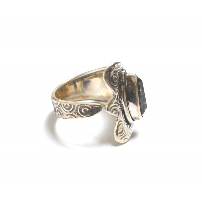 Silver ring with Herkimer diamond (quartz)
