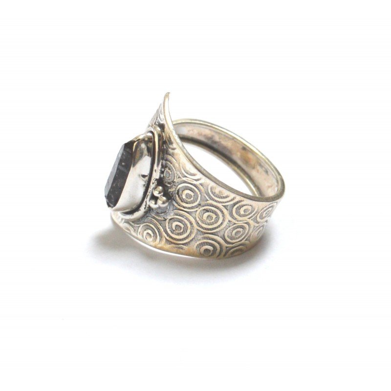 Silver ring with Herkimer diamond (quartz)
