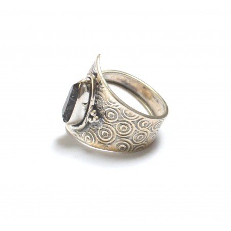 Silver ring with Herkimer diamond (quartz)