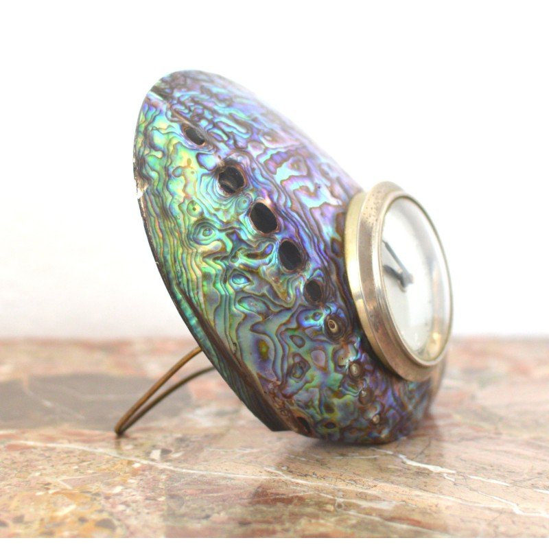 Table clock with solid Paua shell case