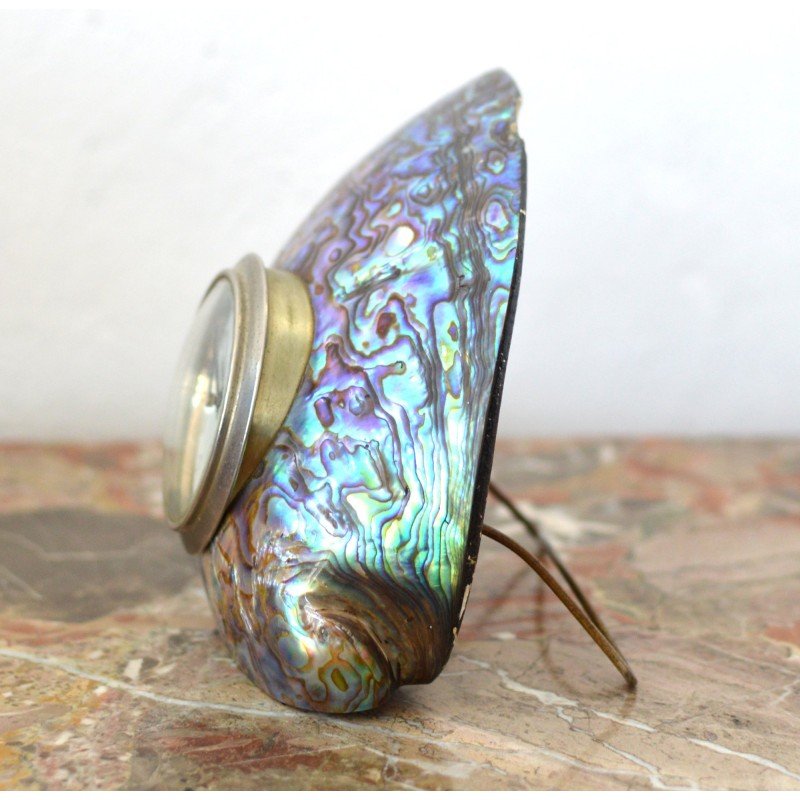 Table clock with solid Paua shell case