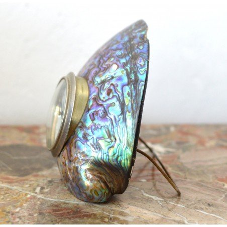 Table clock with solid Paua shell case