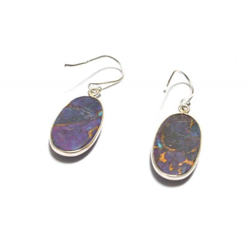 Silver earrings with purple copper turquoise