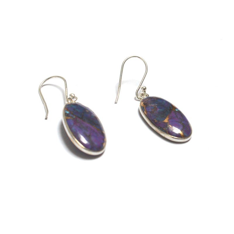 Silver earrings with purple copper turquoise