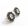 Moonstone and garnet silver earrings