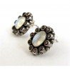 Moonstone and garnet silver earrings