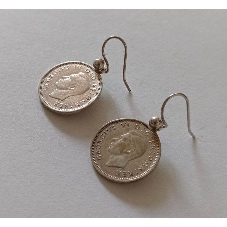 Cercei argint cu monede three pence