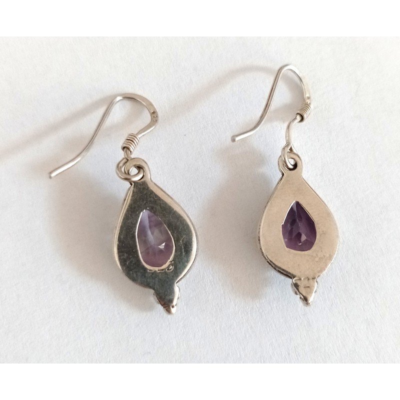 Silver earrings with amethyst