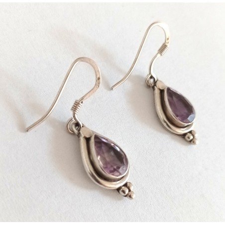 Silver earrings with amethyst