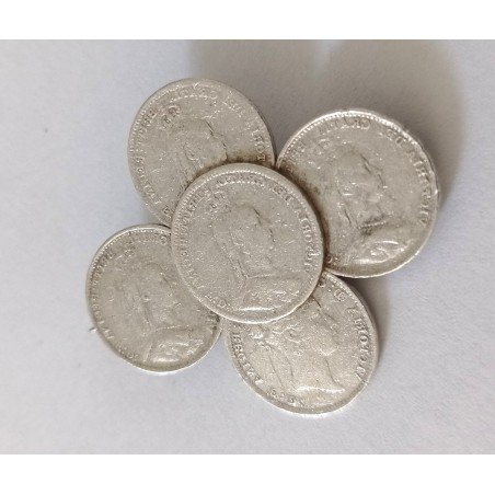 Silver brooch with Victorian threepence coins