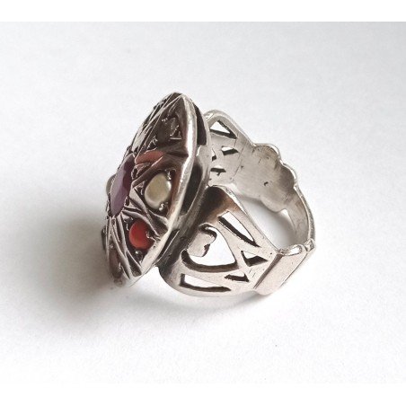 Silver Navaratna ring