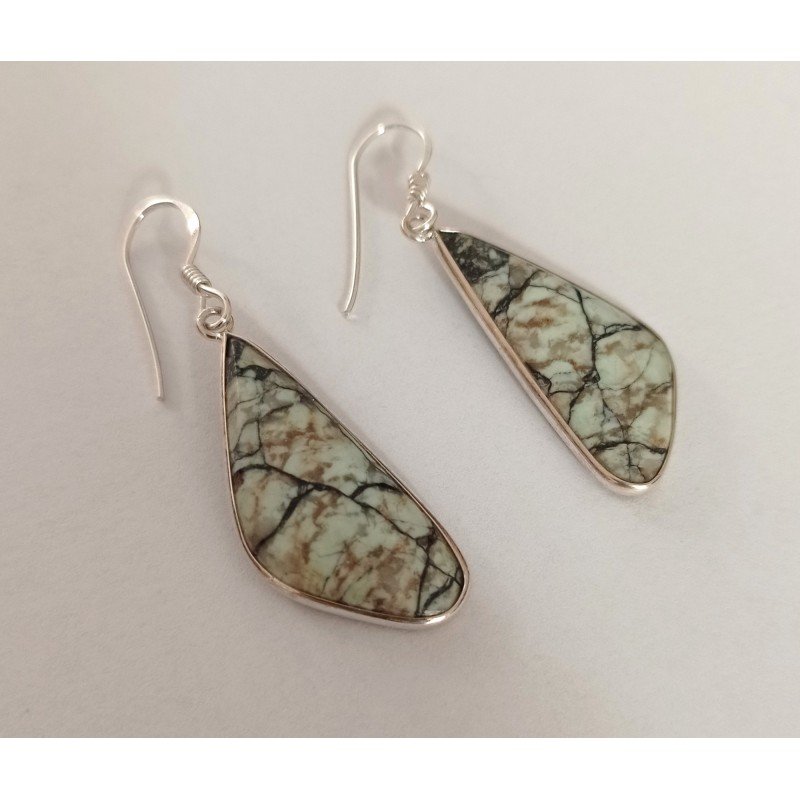 Silver earrings with white Nevada turquoise