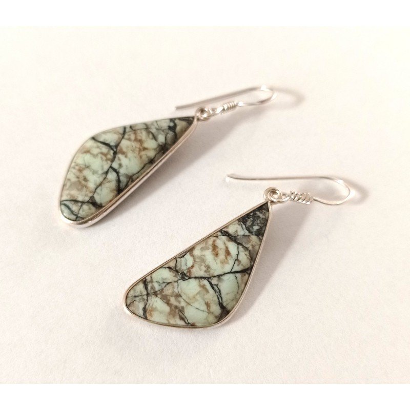 Silver earrings with white Nevada turquoise
