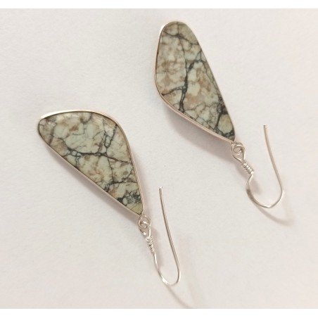Silver earrings with white Nevada turquoise