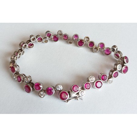 Silver bracelet with synthetic rubies