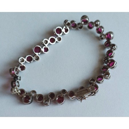 Silver bracelet with synthetic rubies
