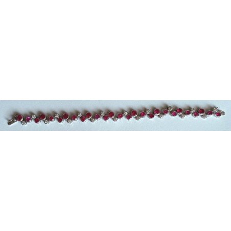 Silver bracelet with synthetic rubies