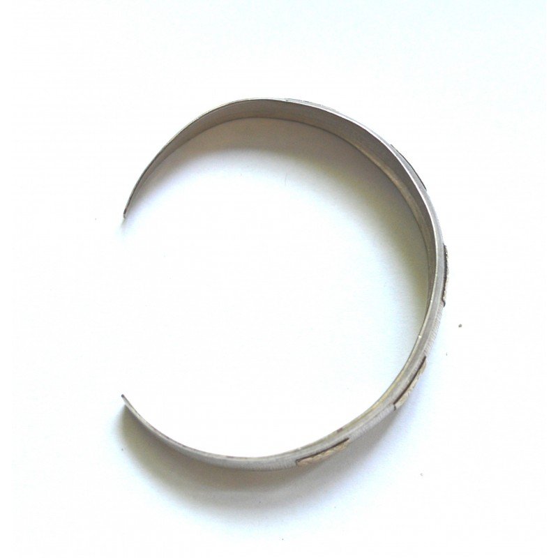 Bracelet with Mexican motifs, silver and 10k gold