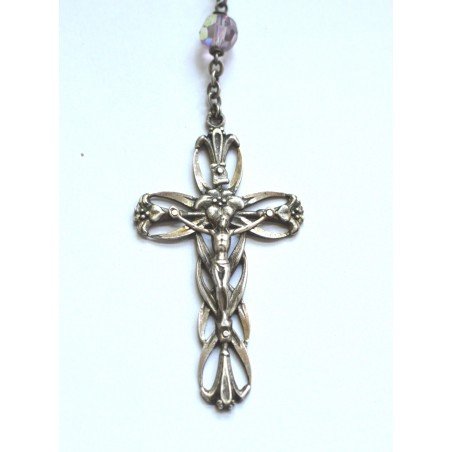 Antique silver rosary with crystals