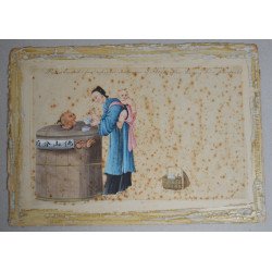 Torture scene, antique watercolour, China, 19th century