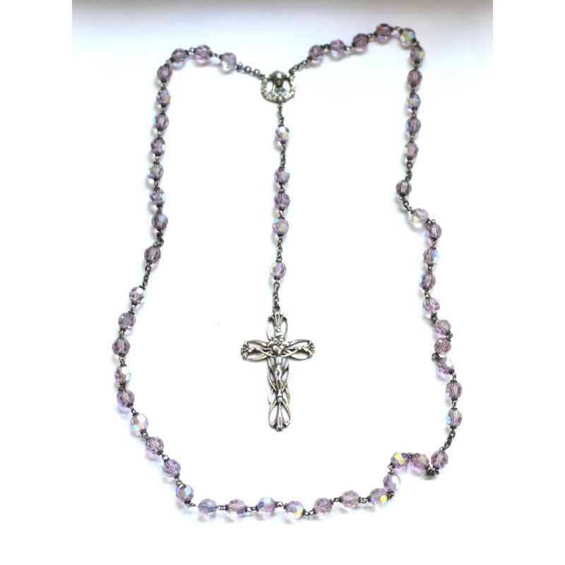 Antique silver rosary with crystals
