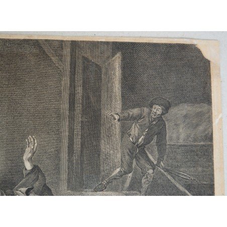 Gerard Ter Borch "Soldiers Brawling" antique engraving, 1640-1680