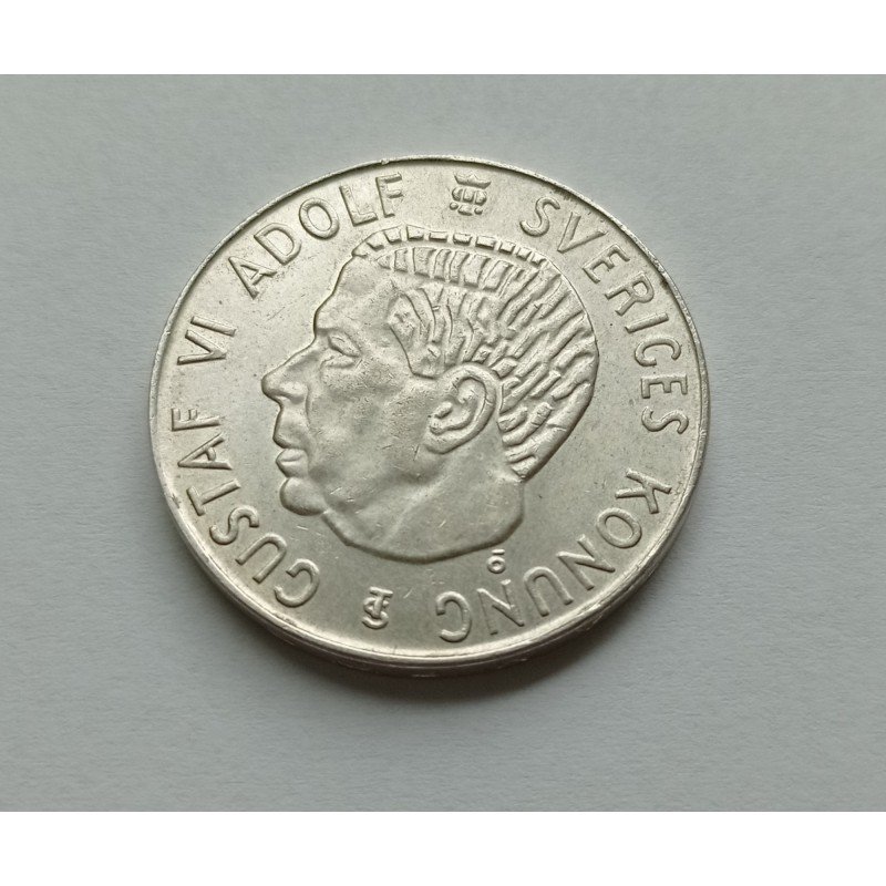 Swedish 5 kronor silver coin - 1954