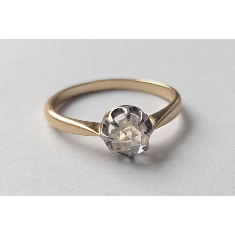 Antique French 18k gold ring with rose-cut diamond