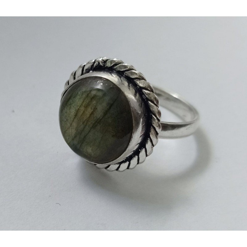 Silver ring with labradorite