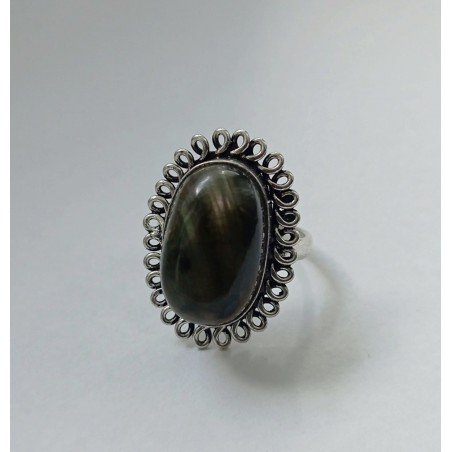 Silver ring with labradorite