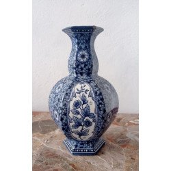 Blue and white glazed ceramic vase