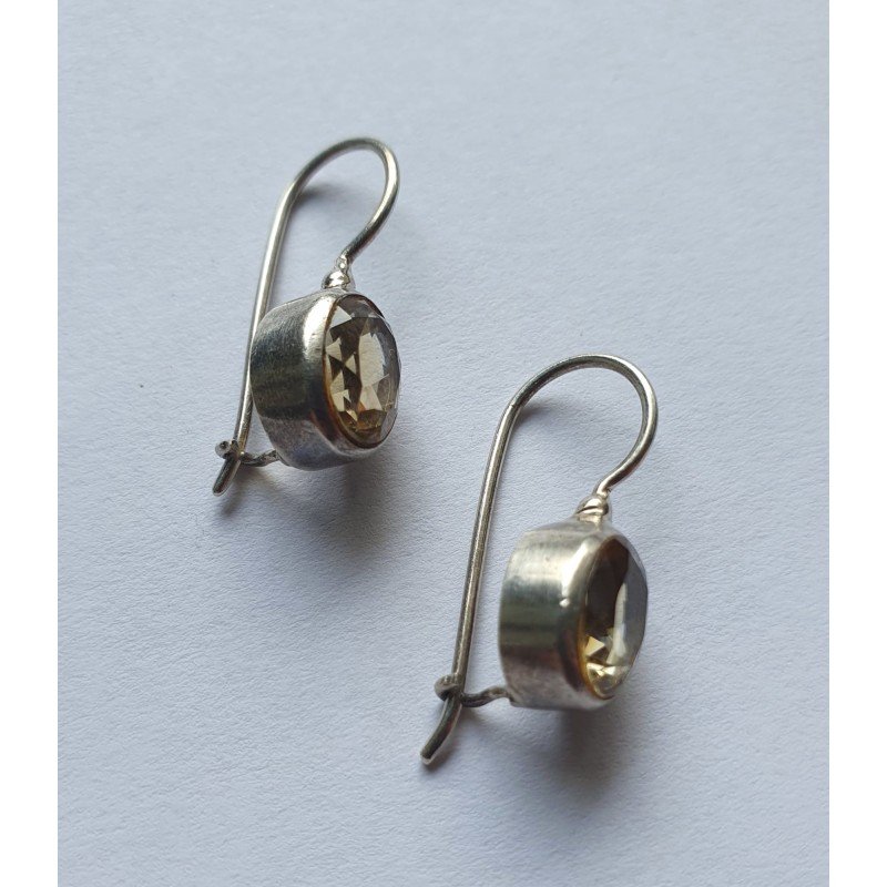 Silver earrings with citrine