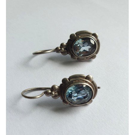 Heavy silver earrings with topaz