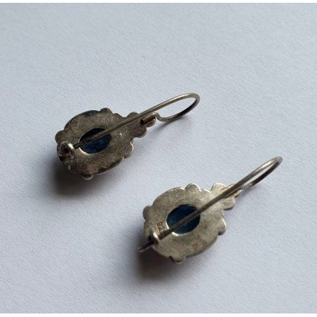 Heavy silver earrings with topaz