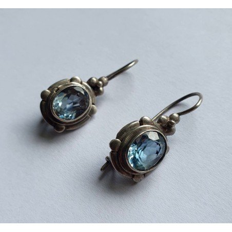 Heavy silver earrings with topaz