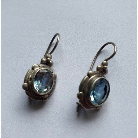 Heavy silver earrings with topaz