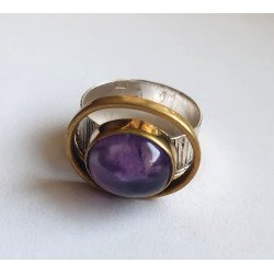Modernist silver ring with amethyst 2