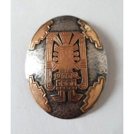 Brooch/pendant, Peru - silver and 18k gold