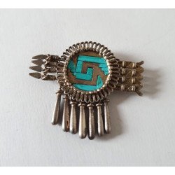 Silver brooch, Mexico - war shield