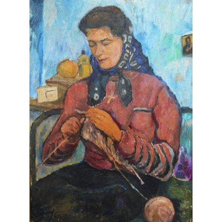Petre Iorgulescu-Yor "Woman with a Headscarf" oil on board
