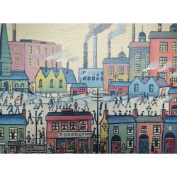 L S Lowry "Peisaj urban industrial" ulei pe panza copie sau pastisa