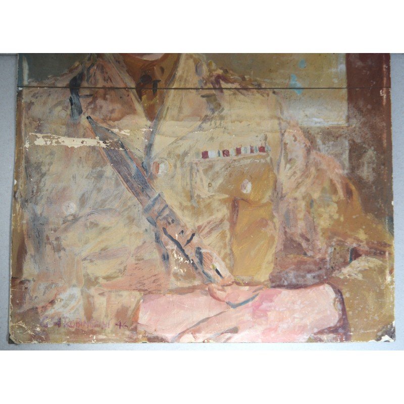 GH Robinson "Portrait" oil on canvas laid on...
