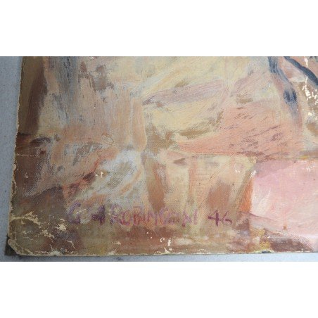 GH Robinson "Portrait" oil on canvas laid on board, 1946