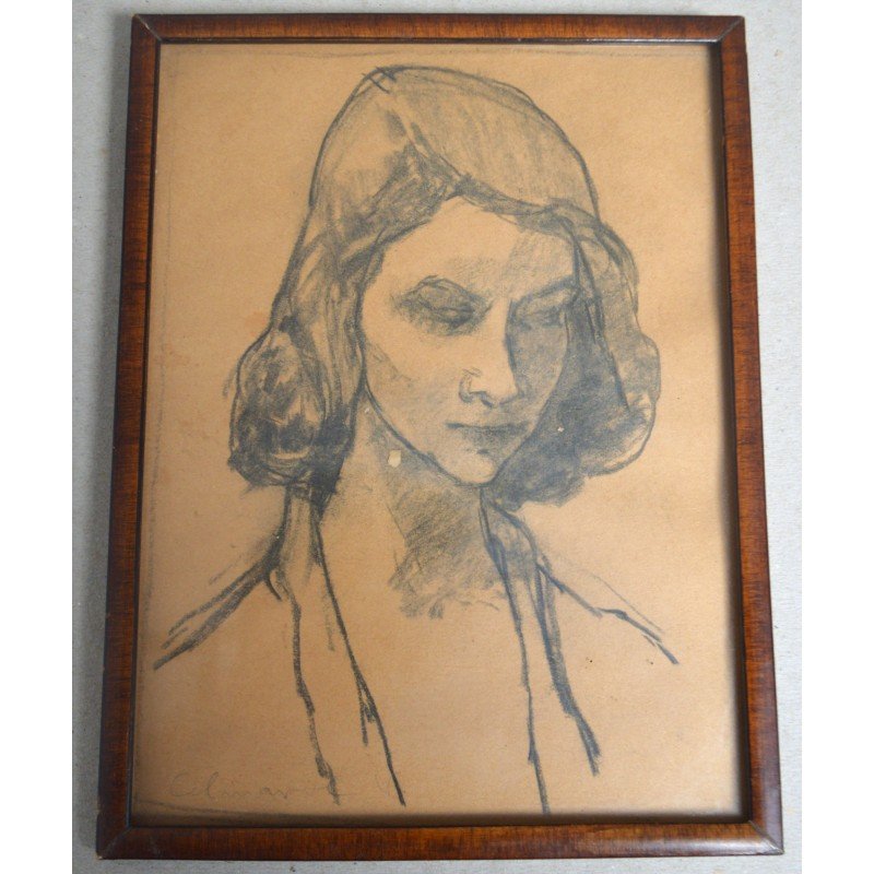 Vasile Celmare "Portrait of a Woman" drawing