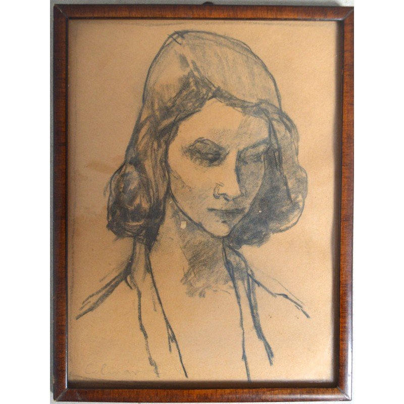 Vasile Celmare "Portrait of a Woman" drawing
