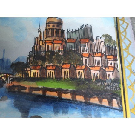 Windsor Castle, painting on glass, circa 1900