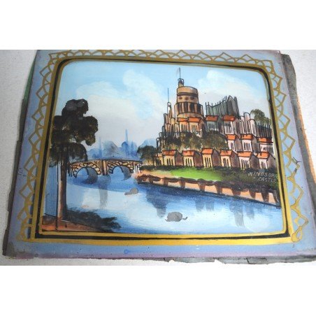 Windsor Castle, painting on glass, circa 1900