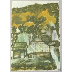 Ion Mihalache "Houses at Straja" mixed media, 2013