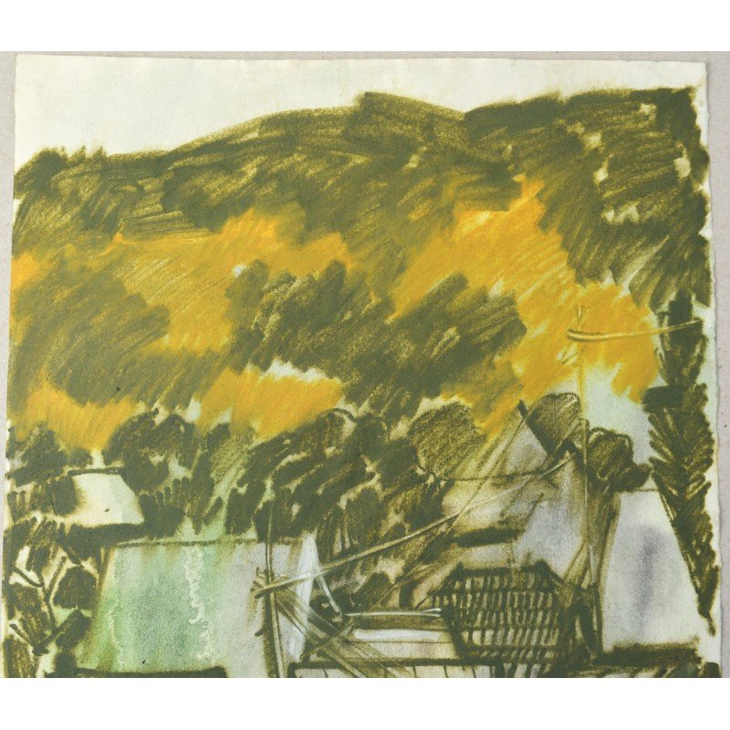 Ion Mihalache "Houses at Straja" mixed media, 2013