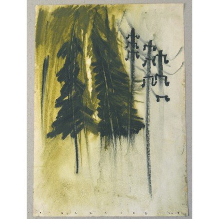 Ion Mihalache "Fir Trees at Straja" mixed media, 2013